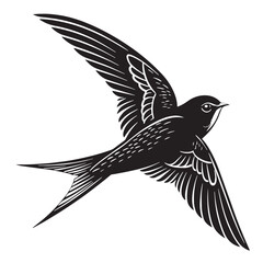 black swift bird Silhouette Vector, High Quality Illustration on White Background © Craftdot