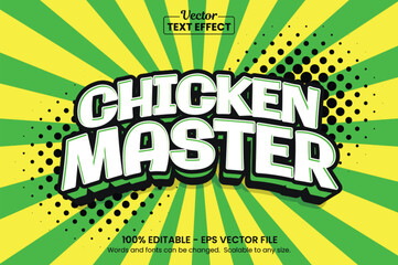 Chicken Master Text Effect – Bold Fast Food Comic Style Typography for Restaurant Branding