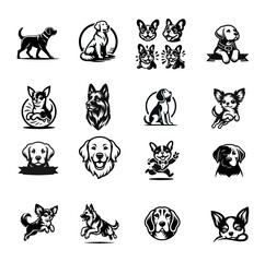 Fototapeta premium Dog Breeds Vector Graphics, Mascot Illustrations Set