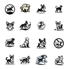 Fototapeta premium Dog Logo Vector Art Illustrations Set
