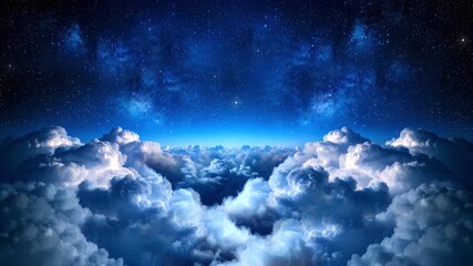 blue stars sky with cumulus clouds | 4k looped - Powered by Adobe
