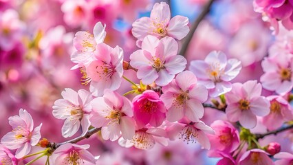 Obraz premium Closeup of pink cherry blossom flowers in spring