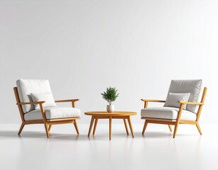 Fototapeta premium Minimalist living room features two chairs
