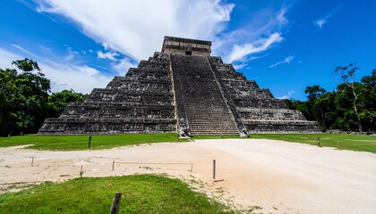Impressive ancient pyramid structure in a tropical location.