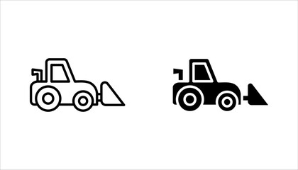 Fototapeta premium Bulldozer tractor line icon set. Bulldozer outline icon vector illustration on white background
