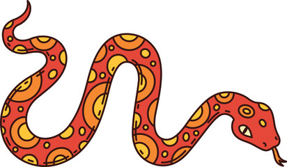 Fototapeta premium Groovy Western snake and Wild West rattlesnake character, cartoon vector hippie symbol. Groovy Western icon of Texas viper and Arizona desert rattlesnake, cartoon Wild West animal or Western reptile