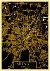 Munich Germany City Map. downtown tourism house art travel, scenic metropolis concept, travel art city, patriotic abstract banner, view office street