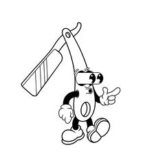 Retro character design of shocked razor outline