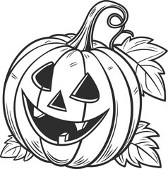 Vector art illustration of a ripe cartoon pumpkin jack-o-lantern for a Halloween holiday design
