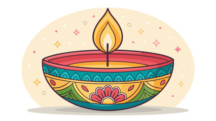 Colorful Diwali Diya Illustration