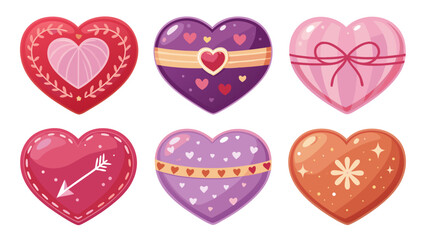 Valentine Hearts Collection Cartoon Decorative Design Elements