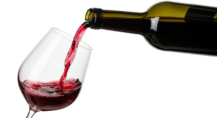 Isolated Wine Pouring, Red Wine Glass