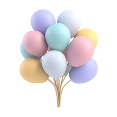 3D clay pastel balloons icon for New Year decoration