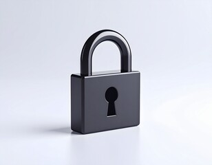 Naklejka premium Secure Data A Minimalist 3D Render of a Black Padlock Against a White Background