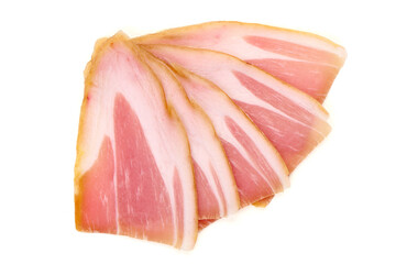 Stacked bacon Slices, Isolated on White Background