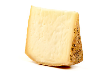 Aged Cheese Wedge Slices, isolated on white background