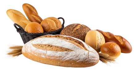 Isolated Bread Basket with Assorted Breads