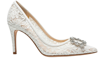Isolated White Lace High Heel Shoe