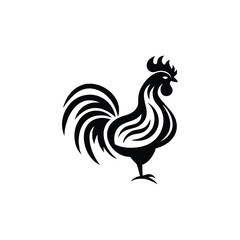 Majestic Rooster Illustration A Striking Black and White Design