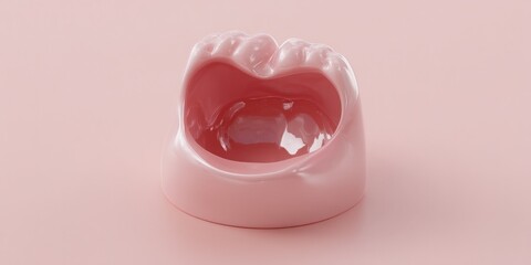 Pink dental impression model for orthodontics and dentistry on pink background