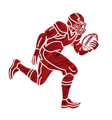 American Football Player Action Cartoon Sport Graphic Vector