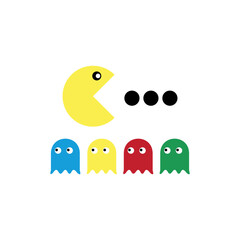 funny cartoon pacman on white background