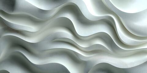 3D illustration white seamless pattern waves light and shadow. Wall decorative panel