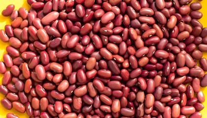 Close-up view of many red kidney beans.