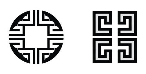 Greek key border pattern logotype vector illustration design