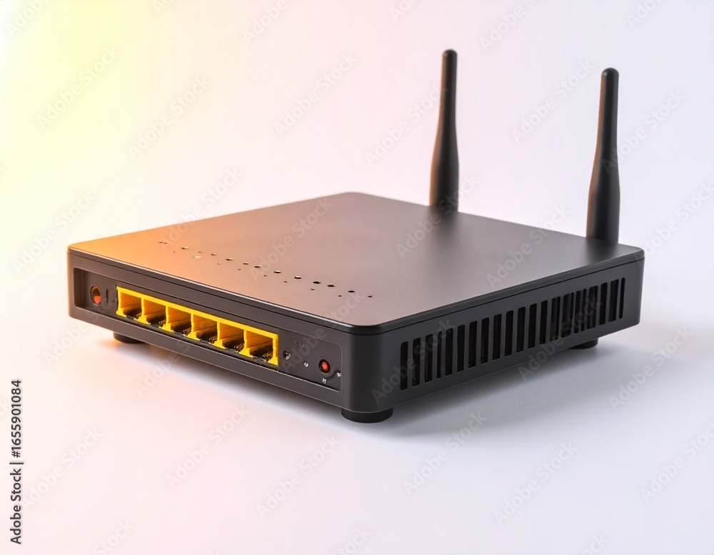 Poster dual-antenna wireless router radiating a connection signal for high-speed internet and home networki