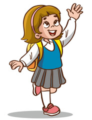 happy school children going to school