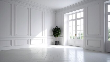 Fototapeta premium White interior room with sunlight