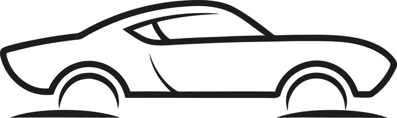 Single Line Muscle Car White Background Logo Vector