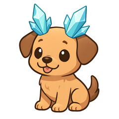 Charming cartoon puppy with crystal antlers, perfect for whimsical designs and fun projects