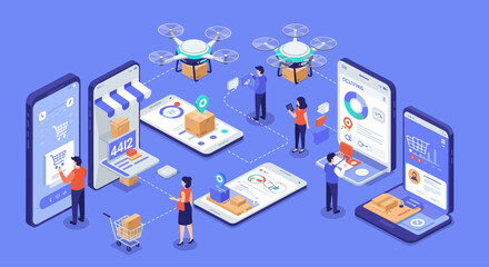 Online Shopping and Digital Retail Illustration