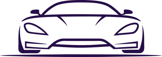 Single Line Sports Car Front View Logo Vector