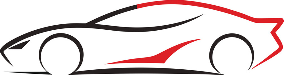 Single Line Sleek Sports Car Drawing Logo Vector