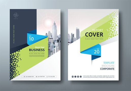 Green and blue Annual report brochure flyer design template vector, Leaflet, presentation book cover templates, layout in A4 size