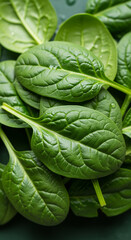 Obraz premium ultra-realistic fresh green spinach leaves standing upright isolated on white background