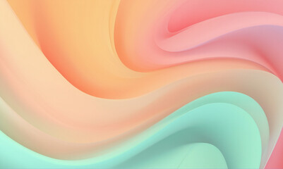 Abstract Pastel Wave Background: Soft Peach, Pink, and Mint Gradient Swirls
