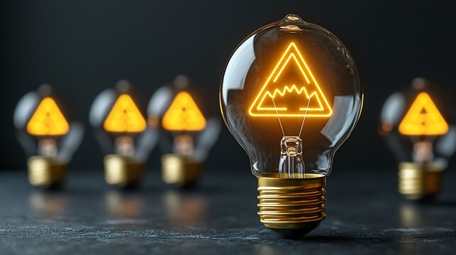 Innovative mountain peak in light bulb