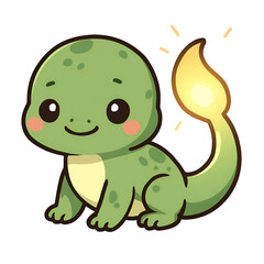 Naklejka premium Adorable cartoon dragon character with a glowing tail, perfect for children's designs