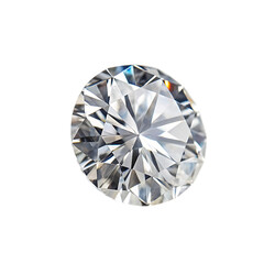 Sparkling round brilliant cut diamond gemstone isolated on transparent background