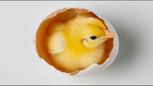 Newborn Chick Hatching from an Egg

