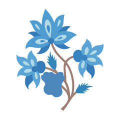 Blue floral indian wedding motif print on a white background