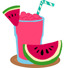 illustration of a watermelon and a cocktail