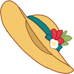 Summer on the beach sun hat illustration 