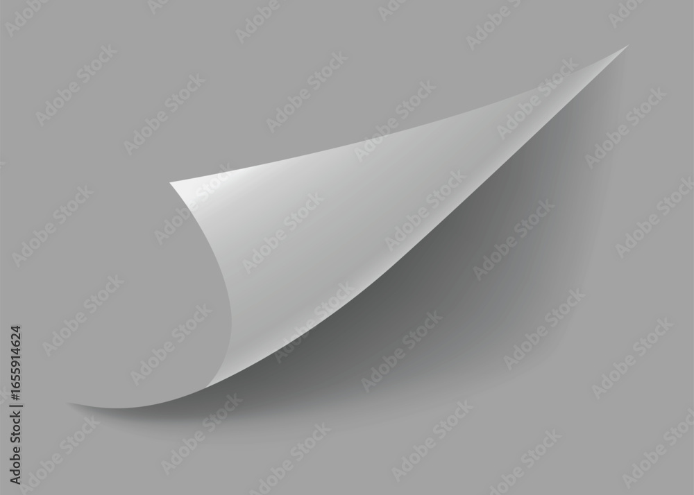 Poster curled paper corner. curve page corner, page edge curl and bent paper sheet with realistic shadow. p