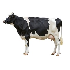 Dairy cow standing gracefully with black and white markings, a symbol of sustainable farming and fresh milk production on a farm