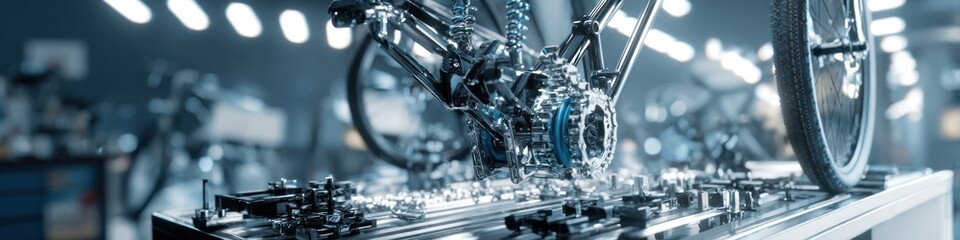 Bicycle engineering design and manufacturing process with metal parts assembly line